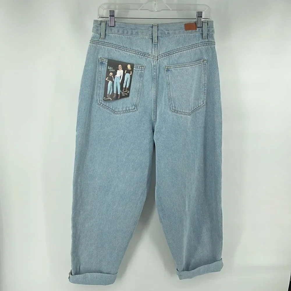 Simple Society High waist rise balloon jean jeans roll cuff NEW NWT light wash